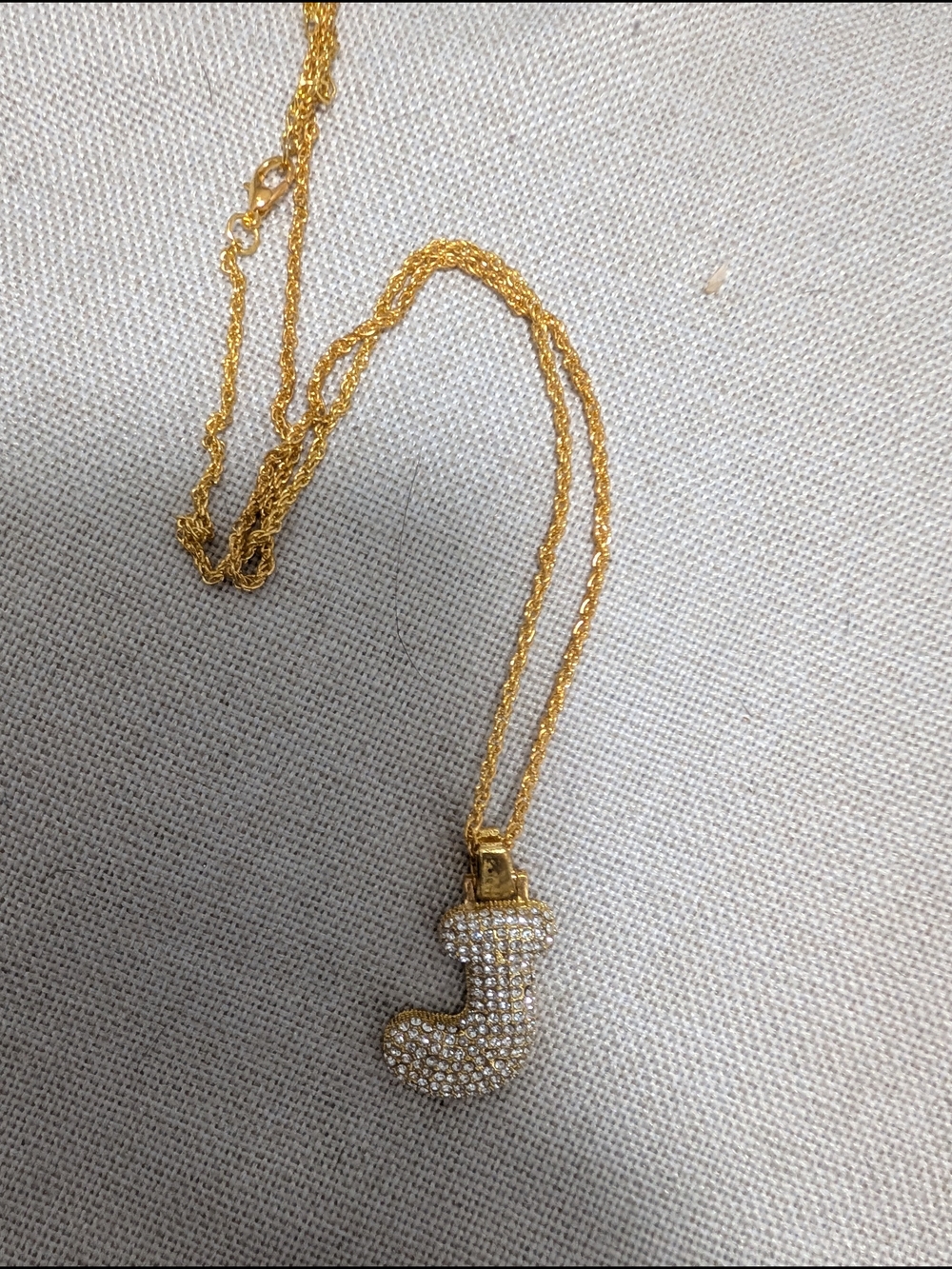 Gold Crystal Pavé 'J' Initial Pendant Necklace - Men Accessories Jewelry